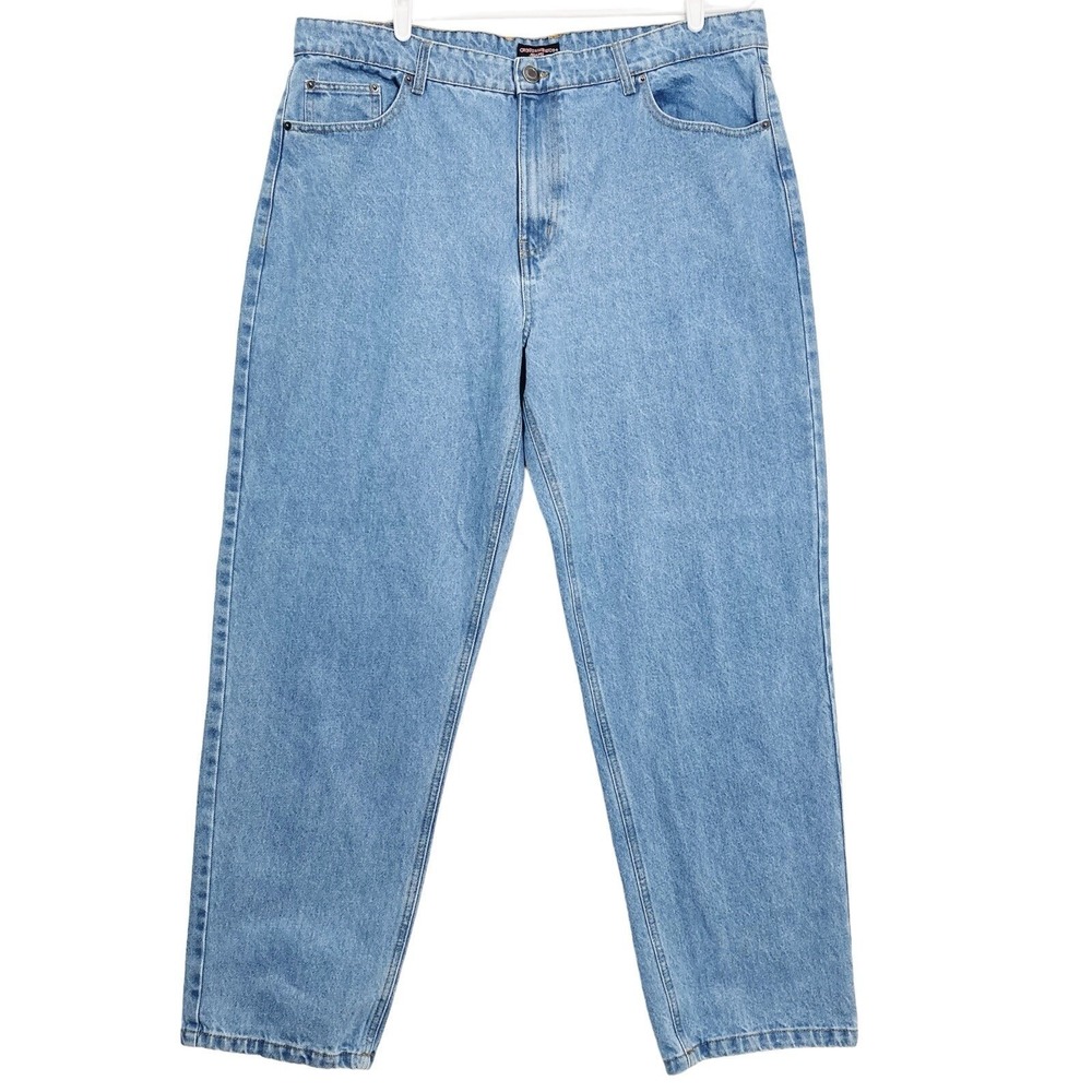Cross & Windsor Men's Blue Work Denim Jeans 40x32 Relaxed Fit Tapered High Rise